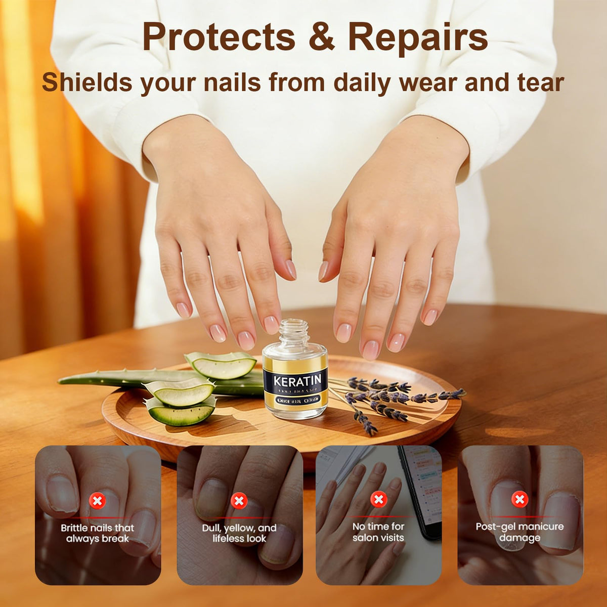 Lvjonya applied on nail and cuticle illustrating hydration and smoother nails