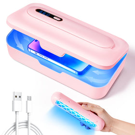 LXIANGN sterilizer front view showing compact pink case and easy access