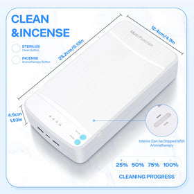 LXIANGN sterilizer with smartphone inside demonstrating phone-sized capacity benefit