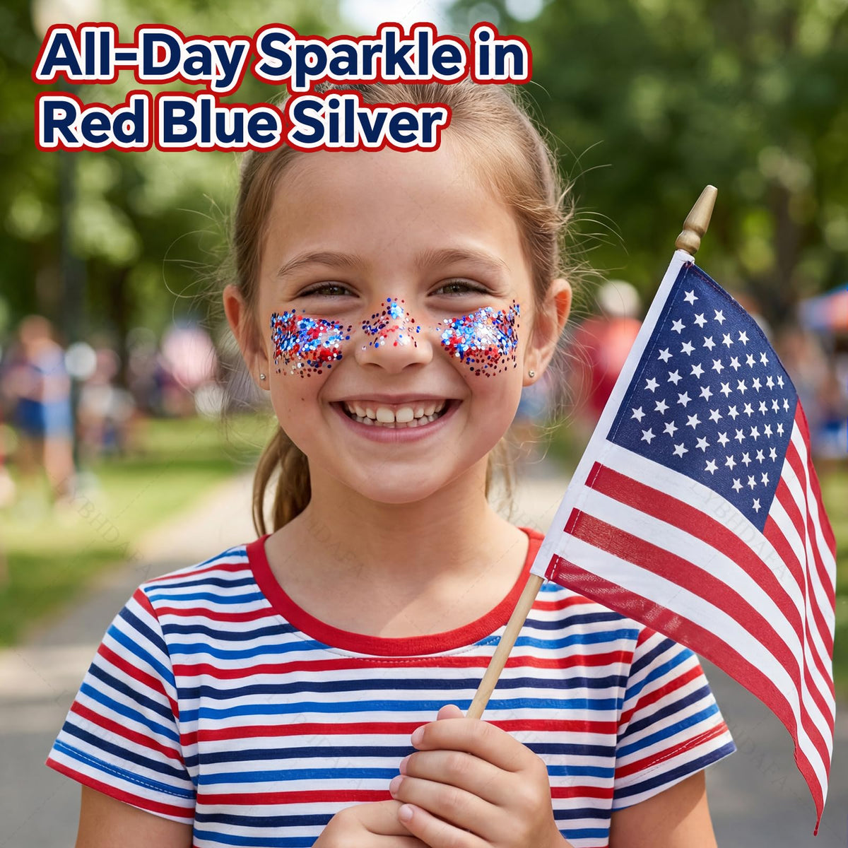 LYBHDAFA red white blue glitter texture swatches highlighting color-shift and sparkle