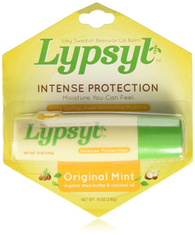 Lypsyl front packaging showing five .1z sticks and easy storage benefit