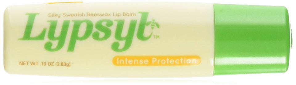 Lypsyl front packaging showing mint lip balm and easy one‑hand slide for quick application