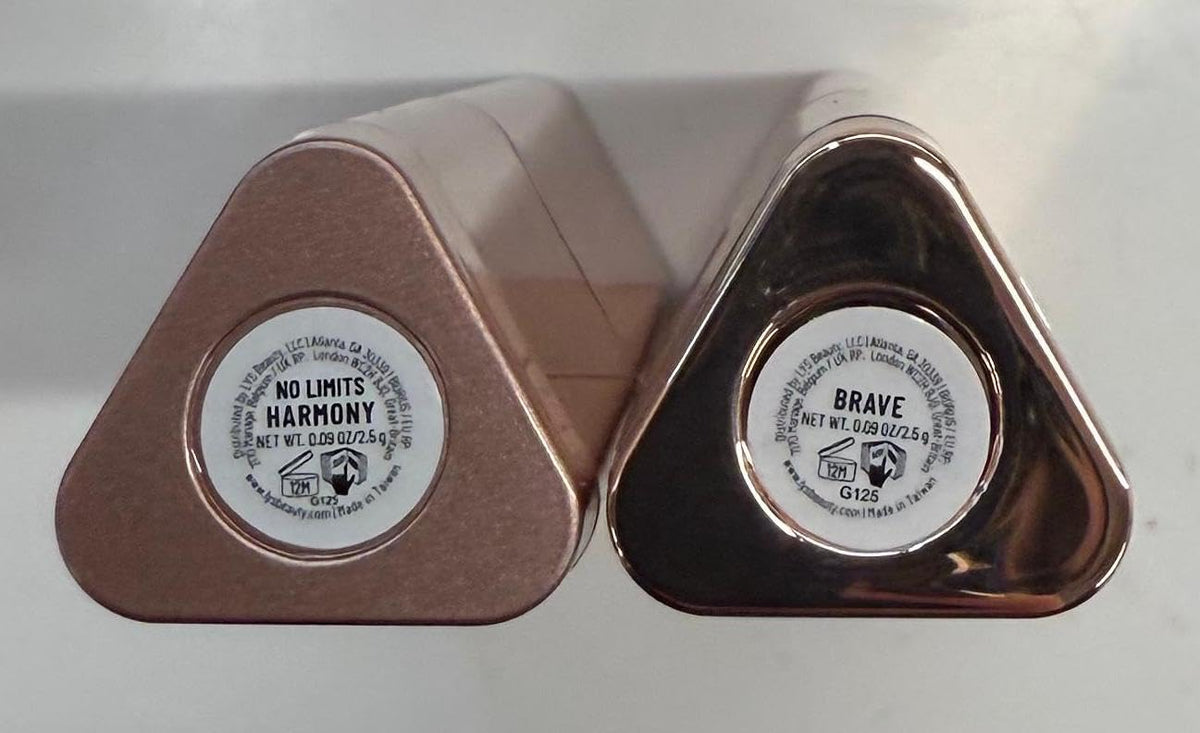 LYS Beauty highlighter swatch on hand showing champagne-gold glow and luminous finish