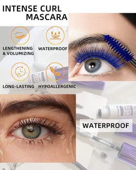 LYSdefeu purple mascara on model in lifestyle shot for vibrant impact and smudgeproof benefit