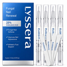 Lyssera front packaging showing four pens and product benefits