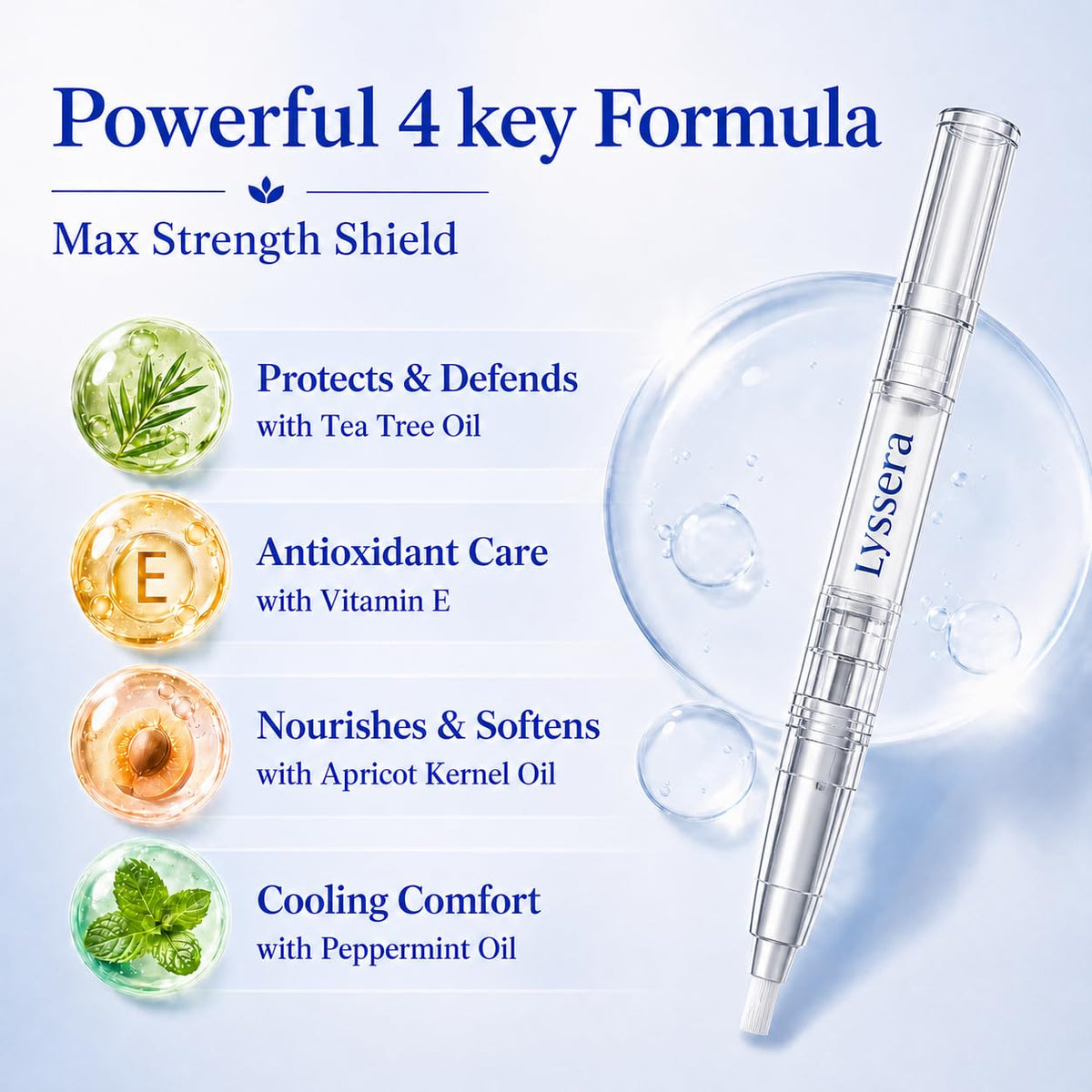 Lyssera pen beside a coin to show compact travel-friendly size