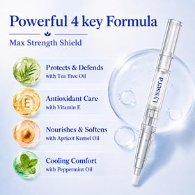Lyssera pen beside a coin to show compact travel-friendly size