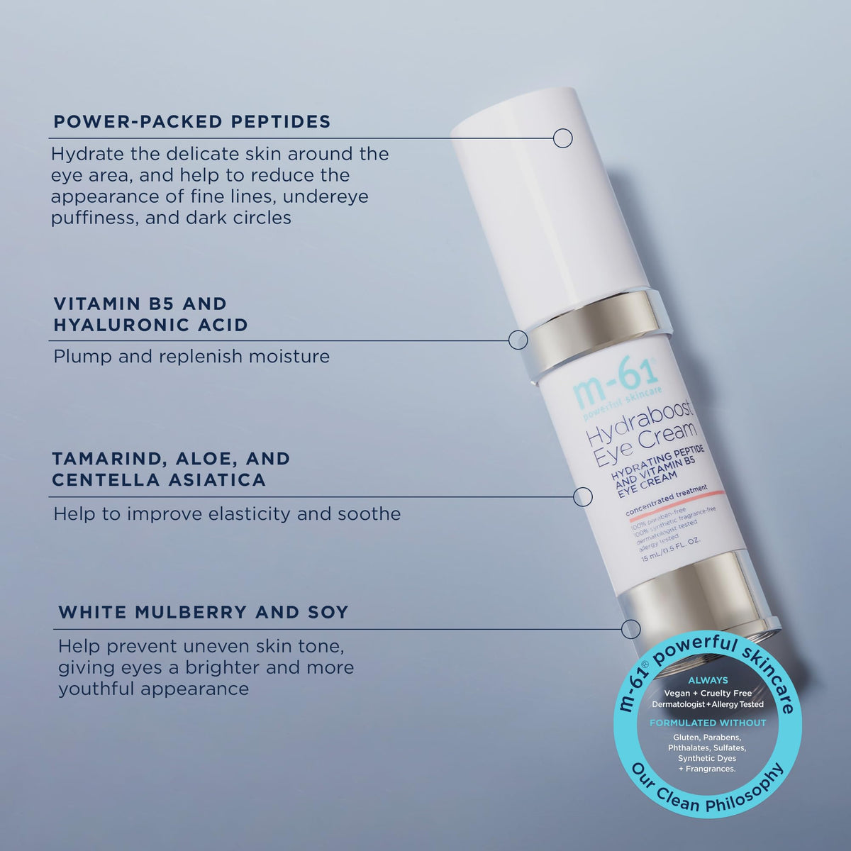m-61 product applied on hand showing easy absorption and smoothing benefit