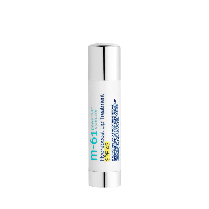 m-61 front packaging showing SPF 45 protection and compact tube design