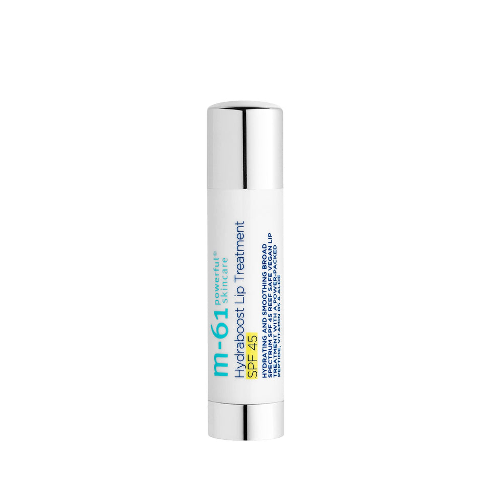 m-61 front packaging showing SPF 45 protection and compact tube design