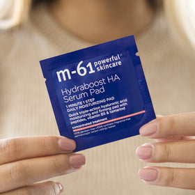 m-61 product in bathroom routine setting showing travel-friendly benefit