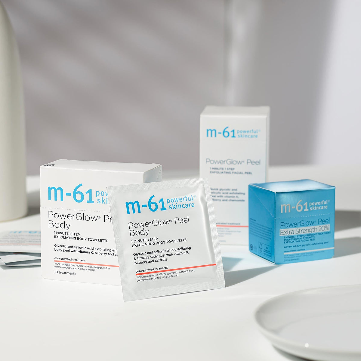 m-61 lifestyle bathroom scene showing convenient towelettes for daily routines
