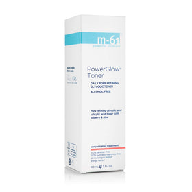 m-61 PowerGlow toner back label listing ingredients and directions for informed use