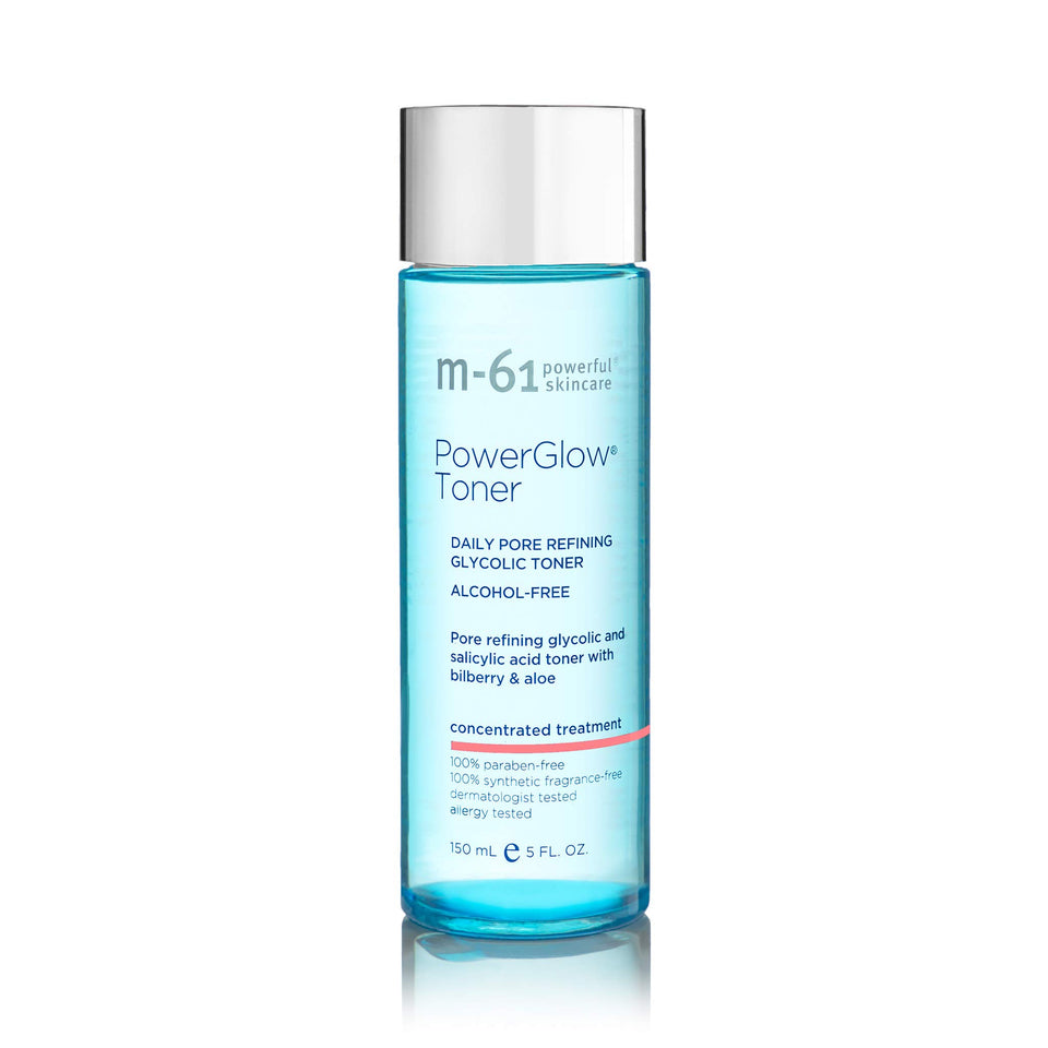 m-61 PowerGlow toner front packaging showing bottle and branding for quick identification