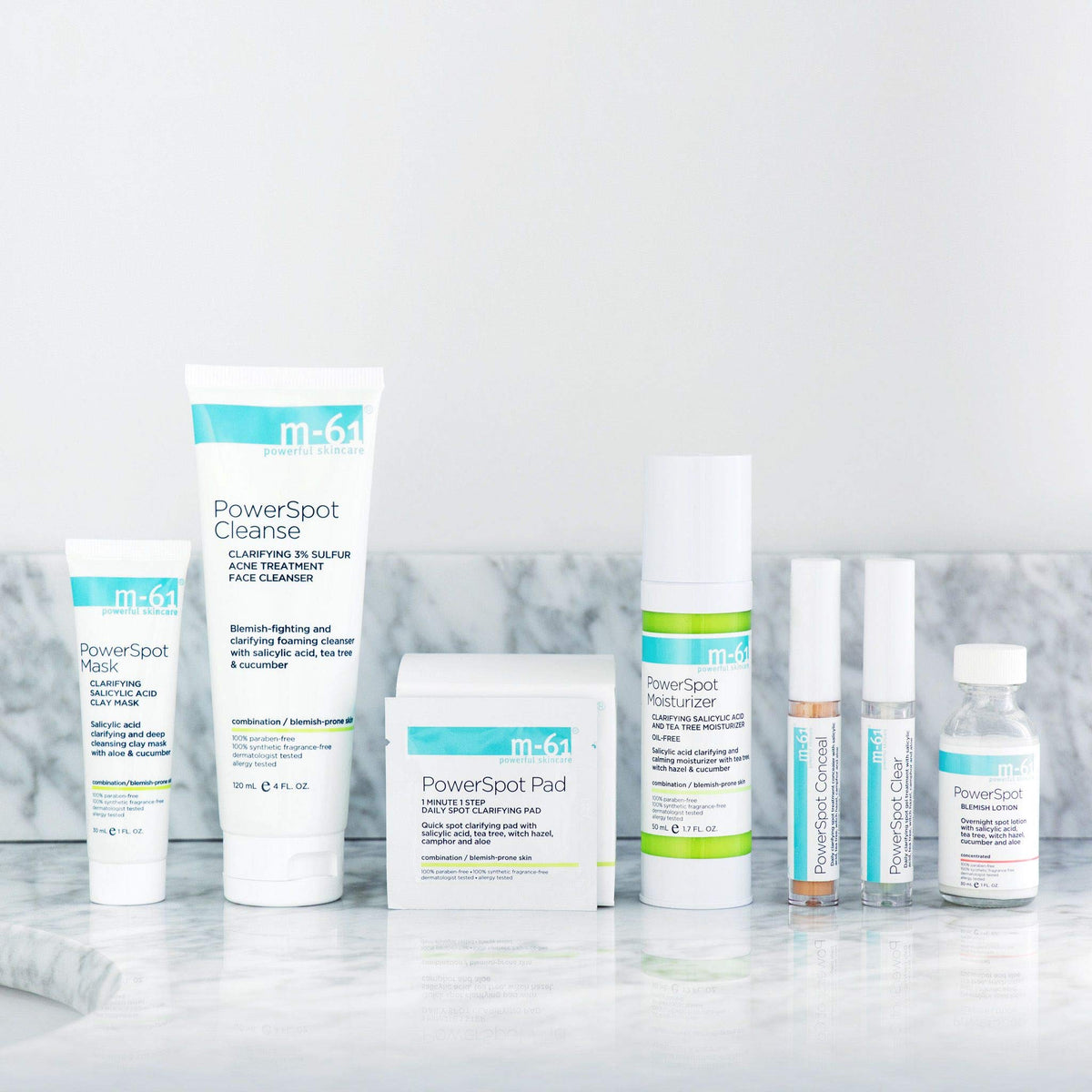m-61 pad being applied to cheek demonstrating targeted blemish control