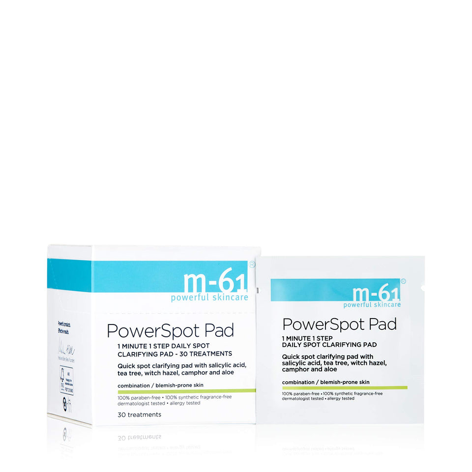 m-61 front packaging showing 30 treatment pads for quick spot care