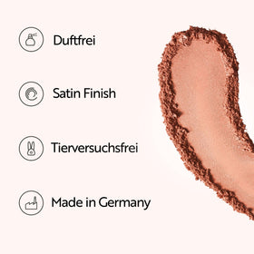 M. Asam blush applied with brush illustrating easy, buildable application