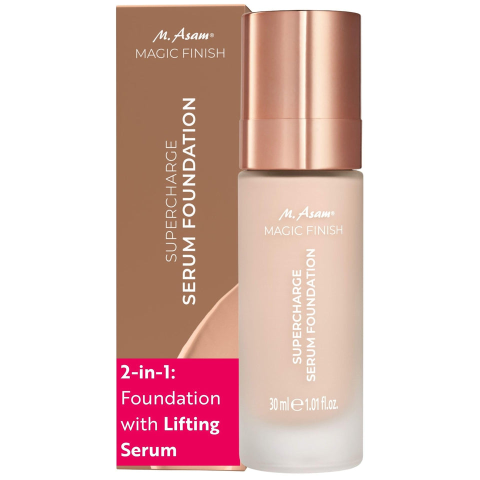 M. Asam front packaging showing Rose Fair shade and elegant bottle, promotes easy identification