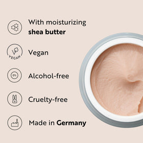 Close-up of M. Asam cream texture highlighting blurring, hydrating finish