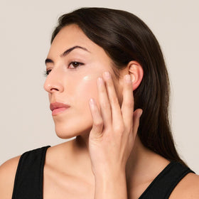 M. Asam on bathroom vanity suggesting effortless daily skincare-makeup