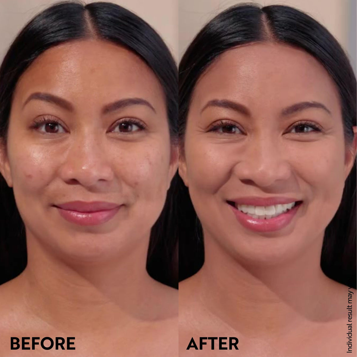 M. Asam being applied with sponge demonstrating buildable coverage and easy blending