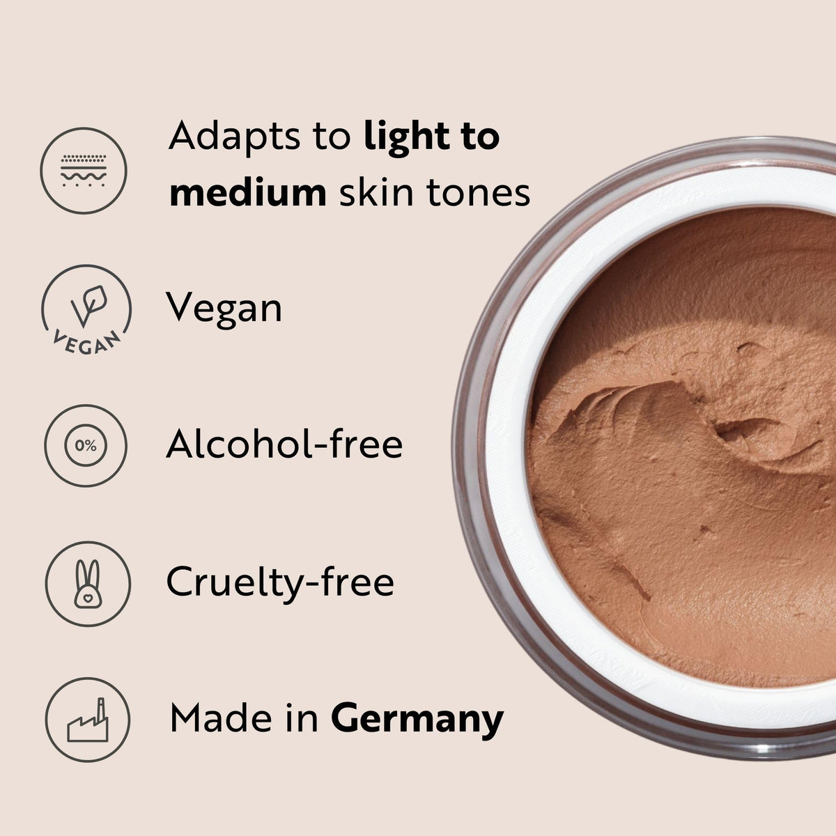 M. Asam mousse portion on a spoon illustrating easy controlled application
