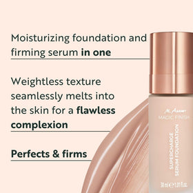 M. Asam pump dispenser detail highlighting hygienic application and precise dosing benefit