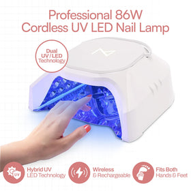 M GlowPro used cordlessly during a home manicure for mobile convenience
