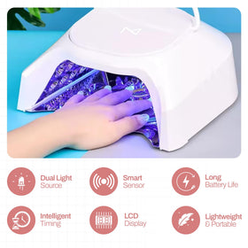 M GlowPro next to a hand for scale to demonstrate capacity and portability