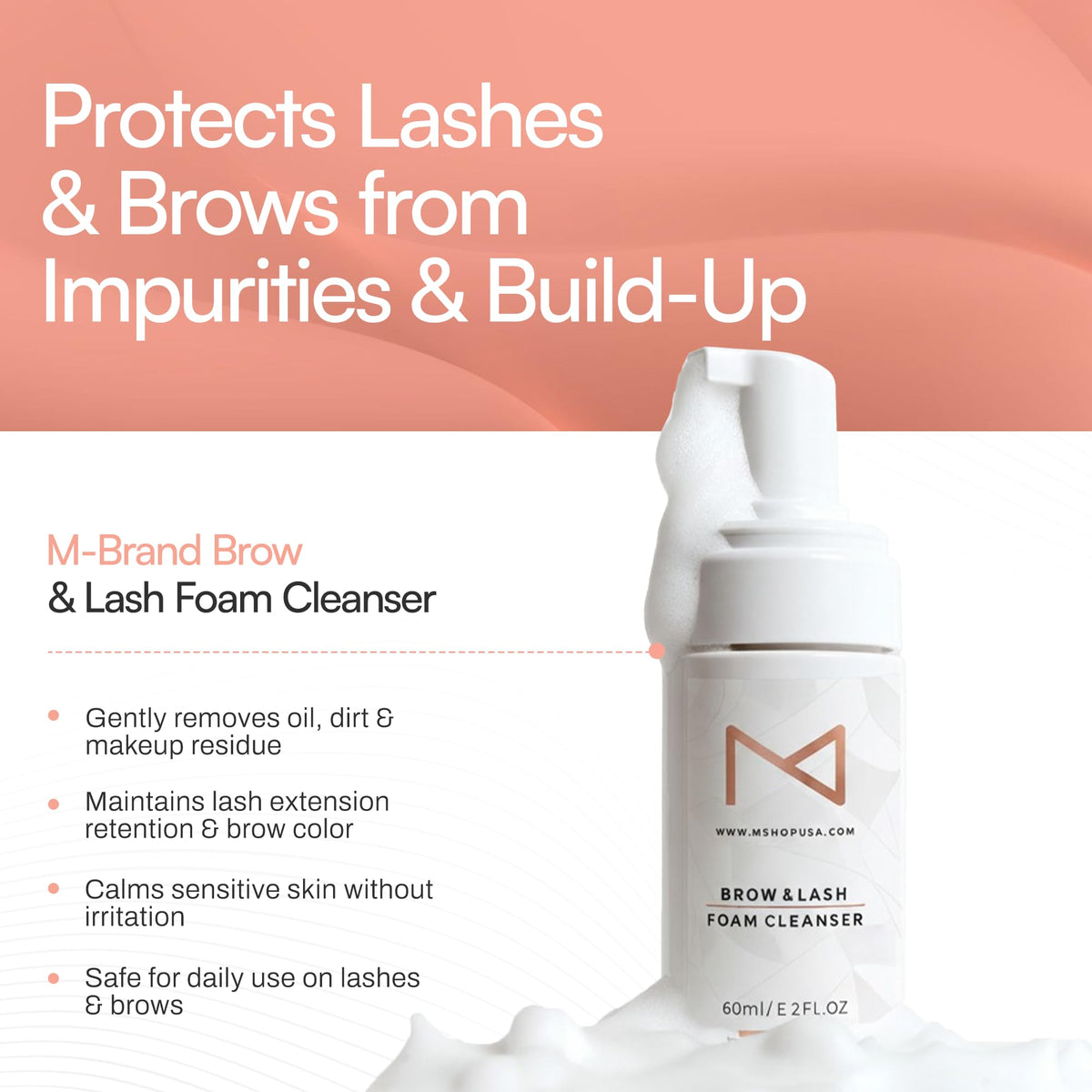 M travel-size bottle beside a coin showing convenient portability