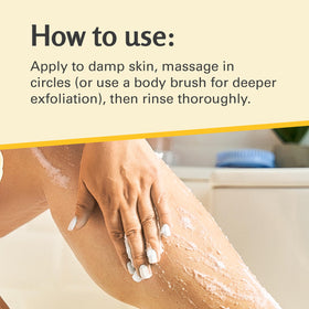 M3 Naturals being massaged onto leg in shower improving skin smoothness