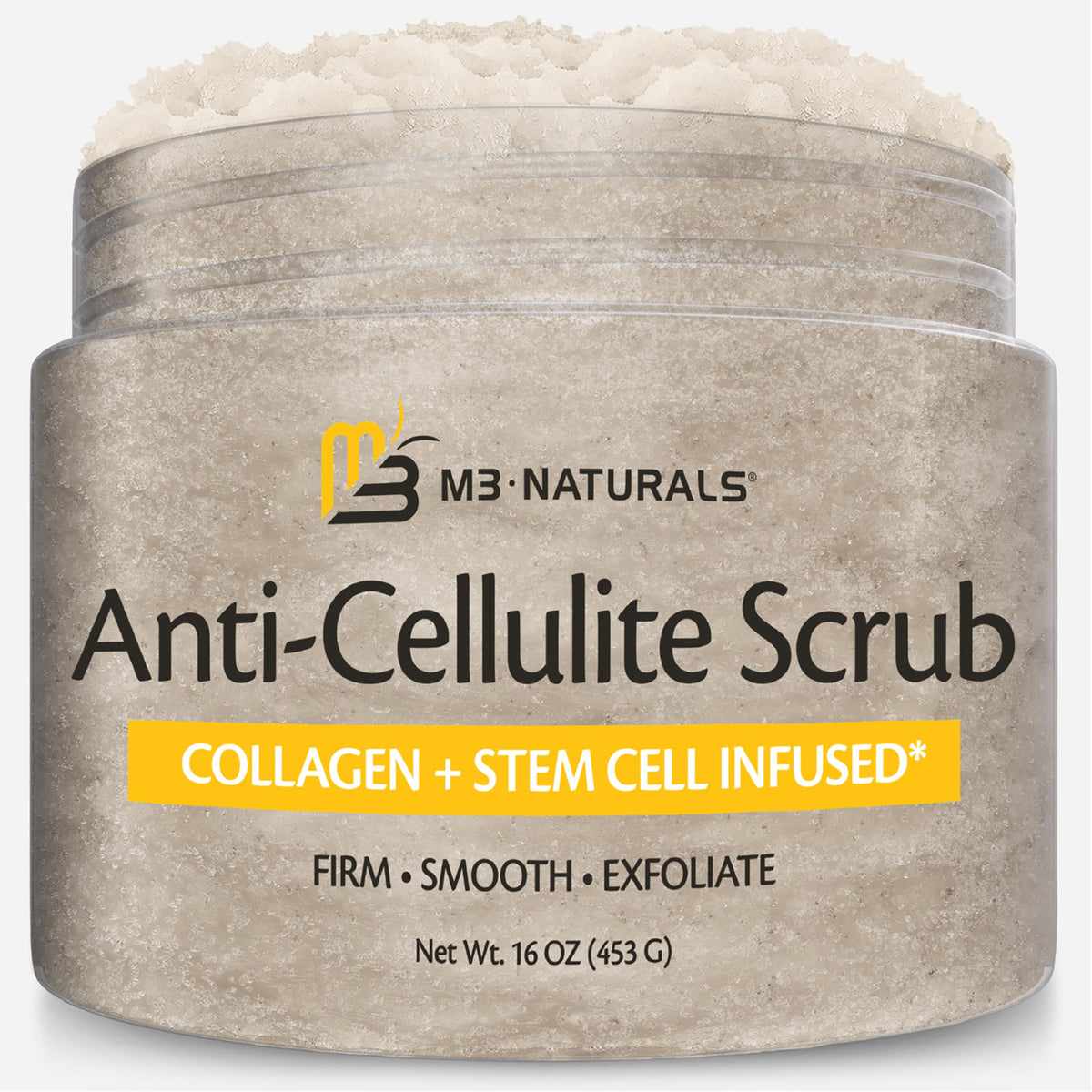 M3 Naturals front packaging showing 16oz jar and label benefits