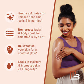 M3 Naturals hand applying scrub demonstrating moisturizing skin renewal