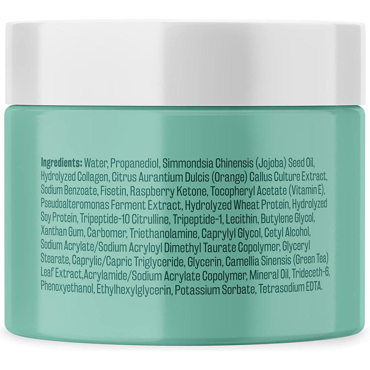 M3 Naturals ingredient display with collagen and green tea for support