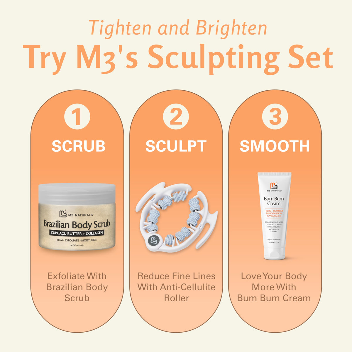 M3 Naturals applied to hands highlighting smoothing and moisturizing benefits