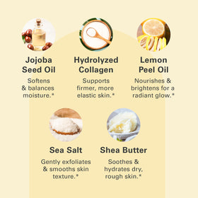 M3 Naturals scrub poured on hand demonstrating creamy oil blend and hydration