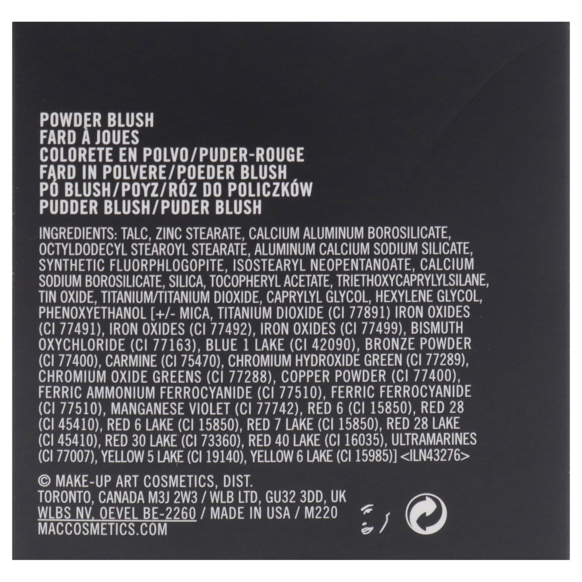 MAC packaging label close-up showing shade name and product details