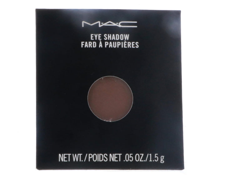 MAC espresso front pan showing deep matte brown and compact refill benefit