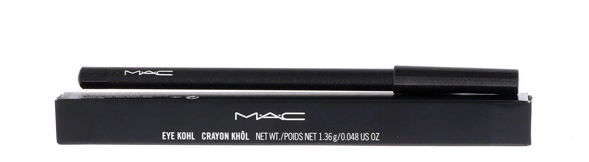 MAC Eye Kohl beside a coin scale to show compact 1.36 g size for travel