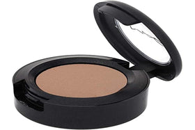 MAC Omega front pan showing compact matte taupe shade and clean packaging benefit
