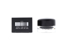 MAC Fluidline Blacktrack liner brush stroke showing precise black line for sharp wings