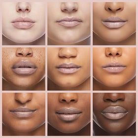 MAC frost lipstick gel on lips closeup showing luminous beige frost