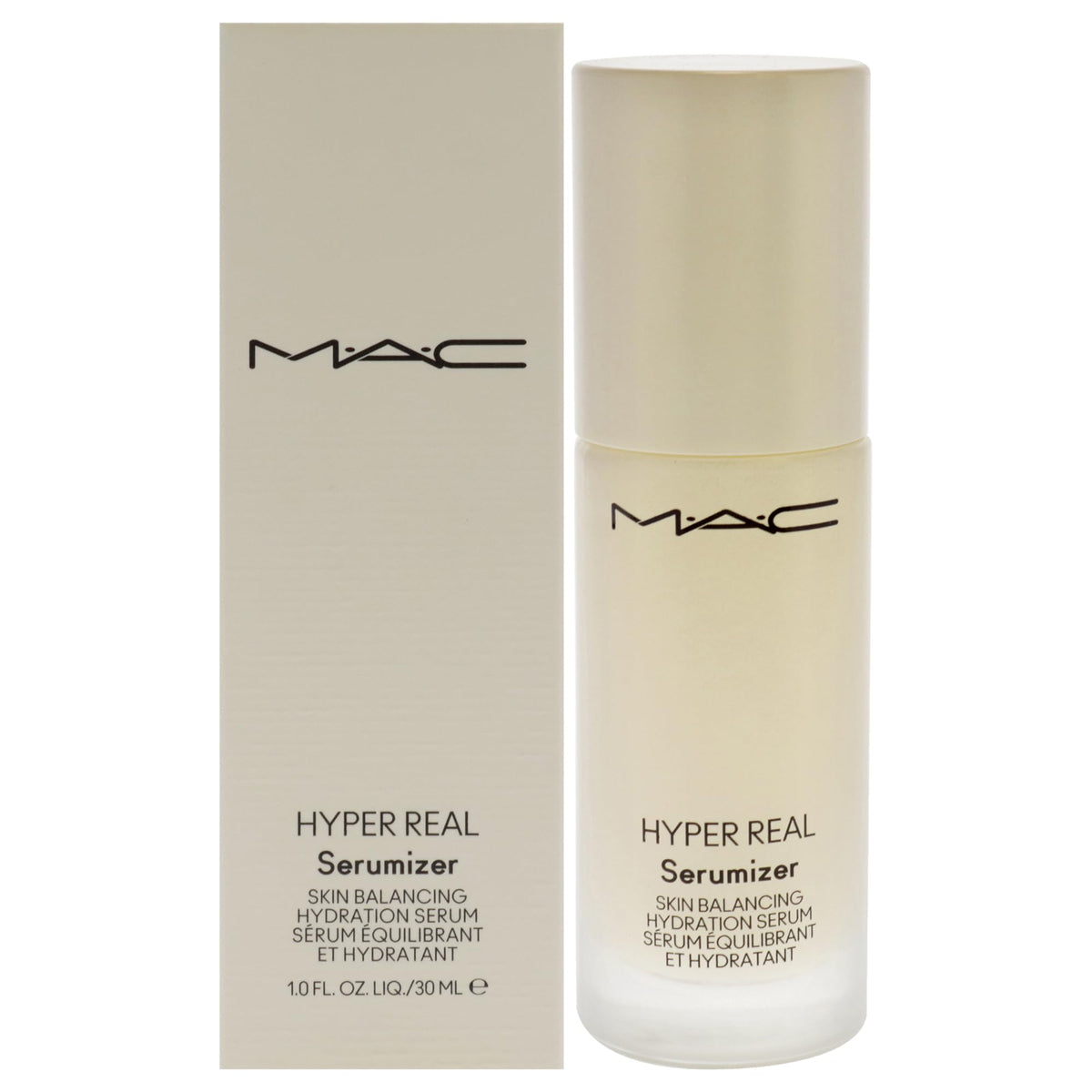 MAC Hyper Real Serumizer front bottle view showing clean packaging and easy-use benefit