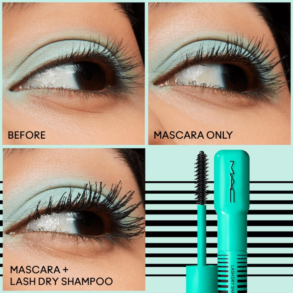 MAC close-up of unique wand brush detangling lashes gently