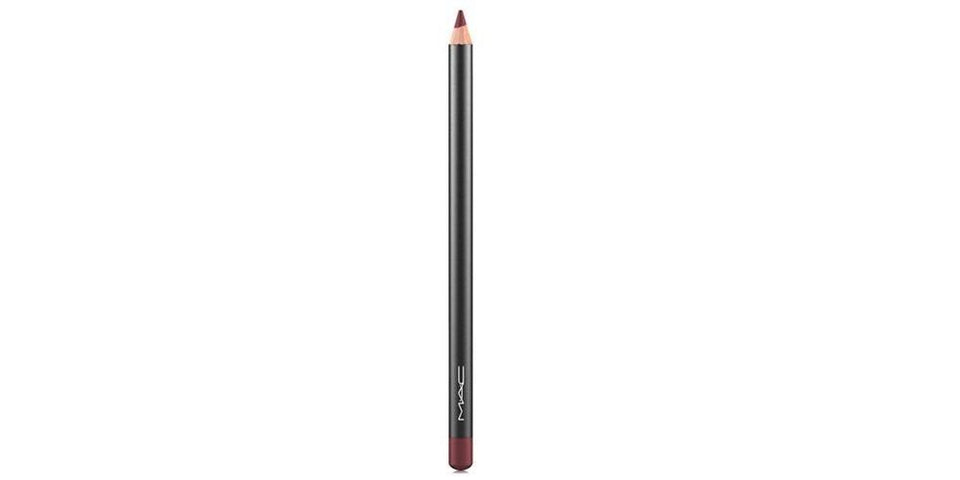 MAC lip pencil Burgundy front packaging showing slim pencil and label for easy storage