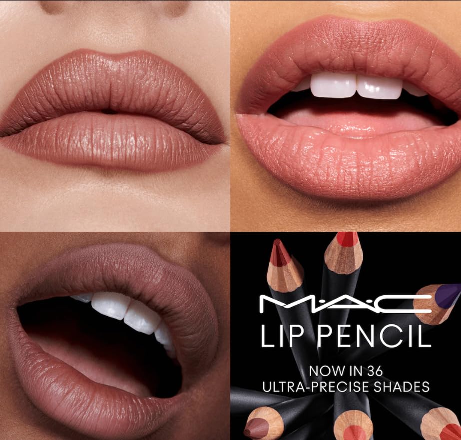 MAC lip pencil in use on model lips demonstrating Cool Spice definition and fuller-look benefit