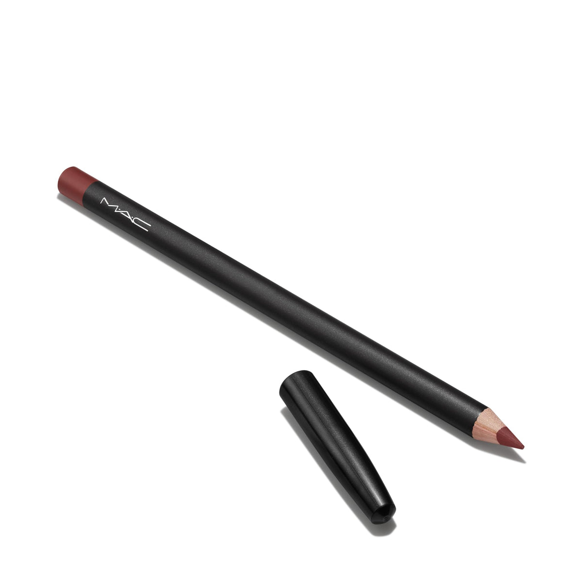 MAC lip pencil Mahogany front view showing full pencil for precision