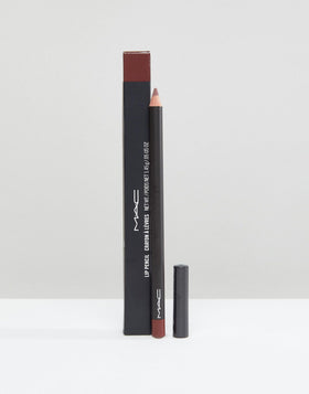 MAC lip pencil Mahogany sharpened tip close-up illustrating accurate lining