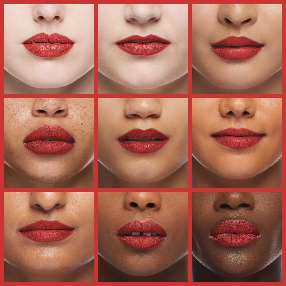 MAC lip pencil Ruby Woo close-up application on lips demonstrating smooth glide and bold color