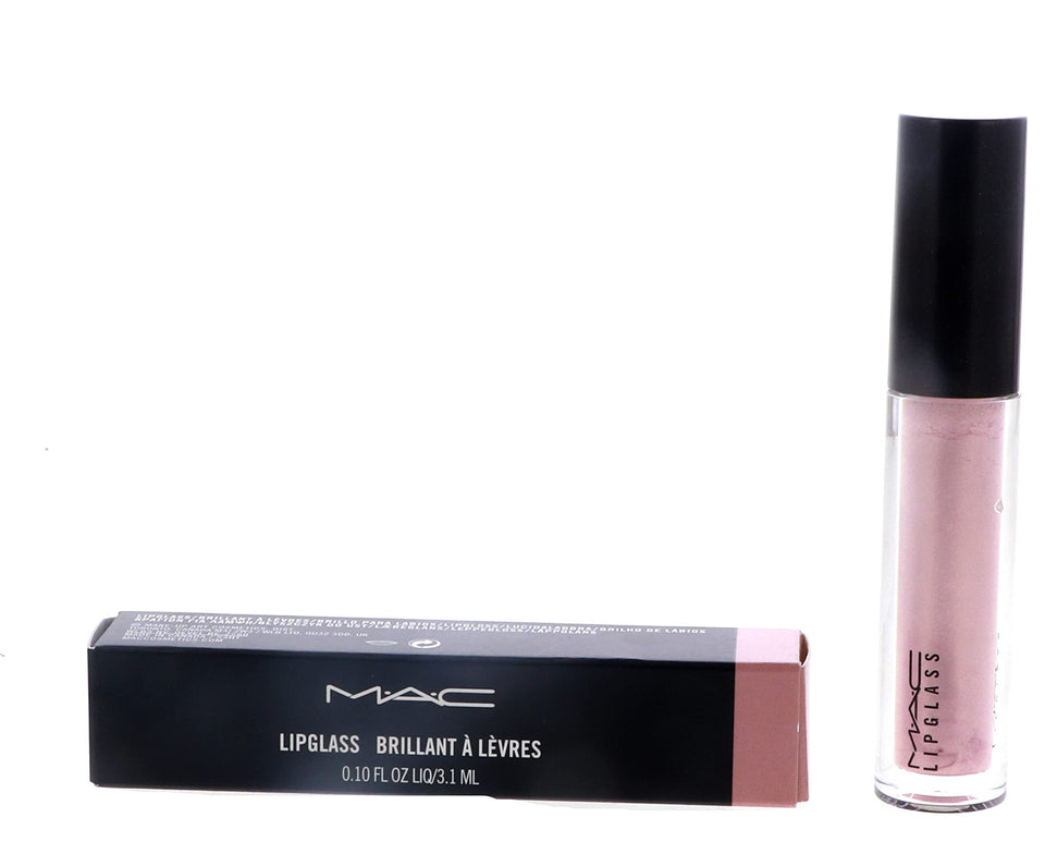 MAC Lipglass Oyster Girl front packaging showing glossy tube benefit shine